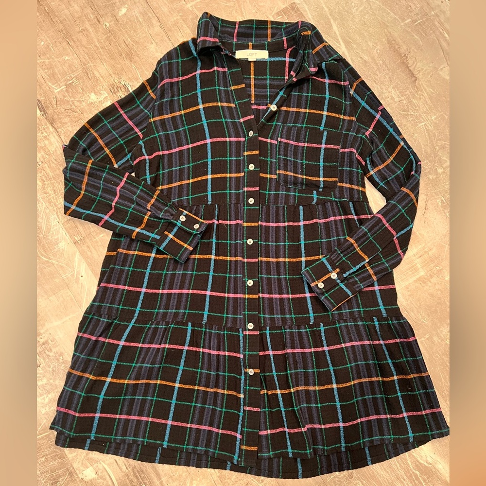Loft Plaid Shirt Dress